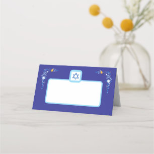 Blue Jewish Star of David with Border Place Card
