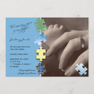 Blue Jigsaw Puzzle Photo Baby Announcement