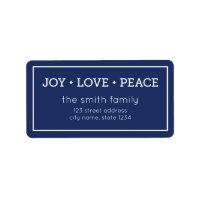 Blue Joy Love Peace Modern Holiday Address Label