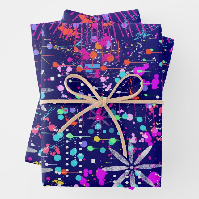 Blue Jubilee Abstract Art  Wrapping Paper Sheets (In situ)