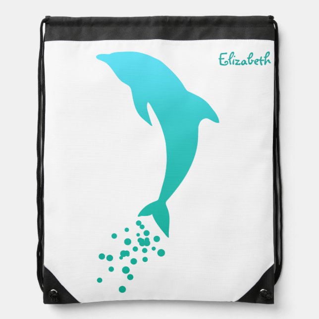 Blue Jumping Dolphin With Bubbles Backpack (Front)