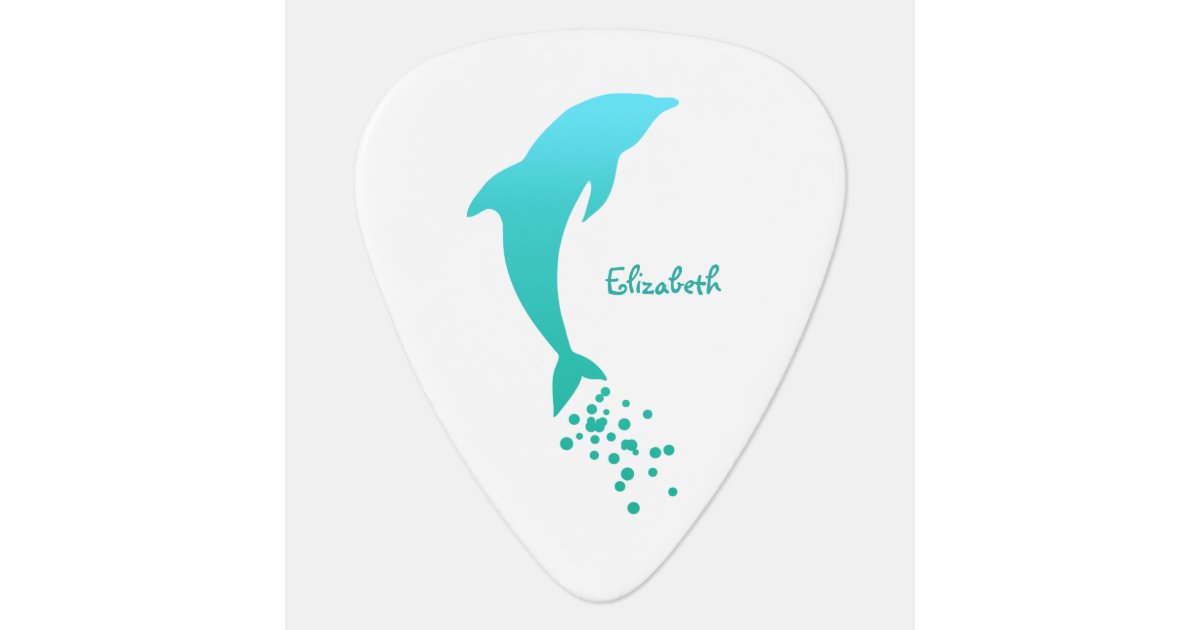 Blue Jumping Dolphin With Bubbles Guitar Pick