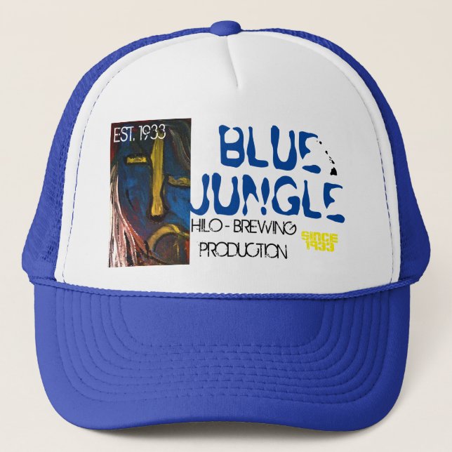 BLUE JUNGLE BREW TRUCKER HAT (Front)