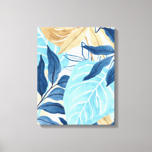 Blue Jungle Leaves Canvas Print