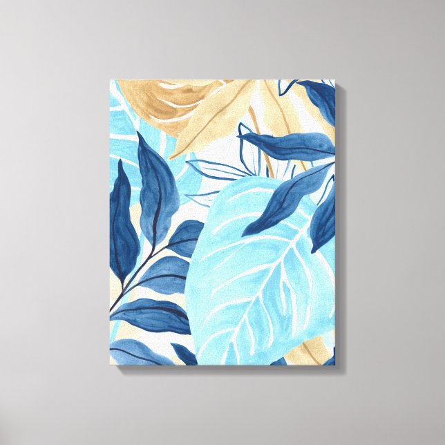Blue Jungle Leaves Canvas Print (Front)