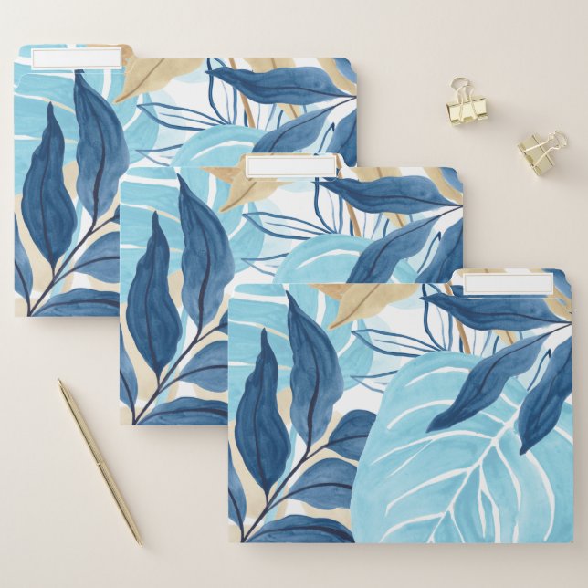 Blue Jungle Leaves File Folder (Set)