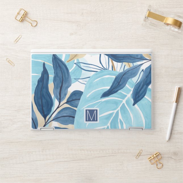 Blue Jungle Leaves HP Laptop Skin (Desk)