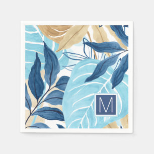 Blue Jungle Leaves Napkins