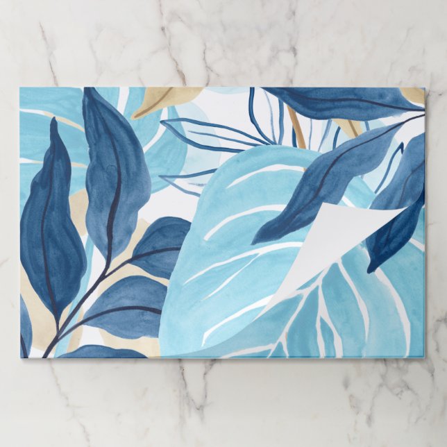 Blue Jungle Leaves Paper Pad (Folded)