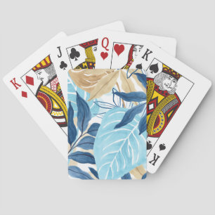 Blue Jungle Leaves Poker Cards