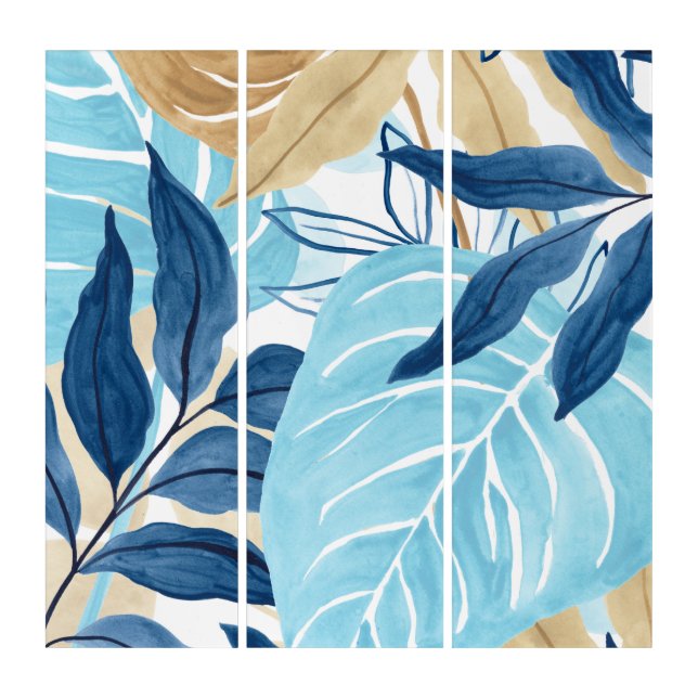 Blue Jungle Leaves Triptych (Front)