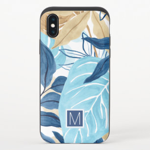 Blue Jungle Leaves iPhone X Slider Case