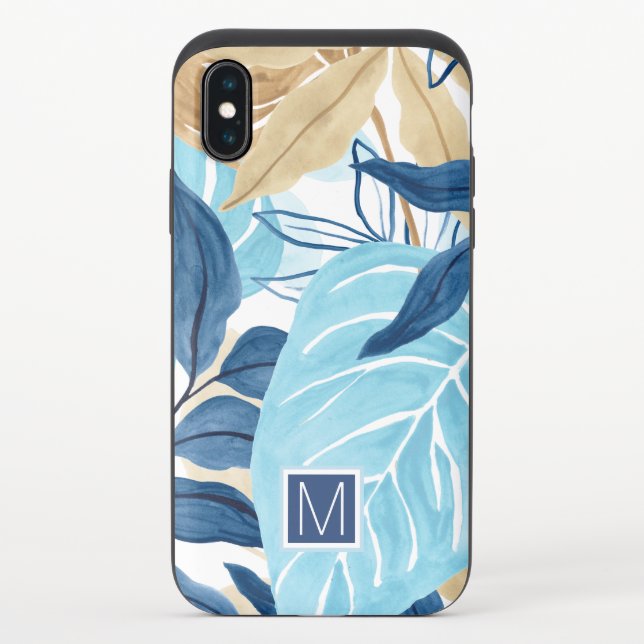 Blue Jungle Leaves Uncommon iPhone Case (Back)