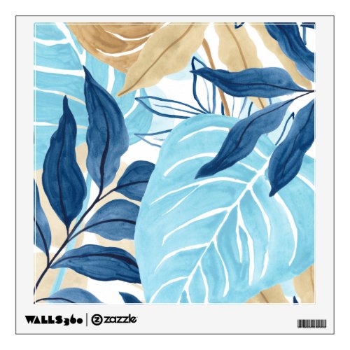 Blue Jungle Leaves Wall Decal