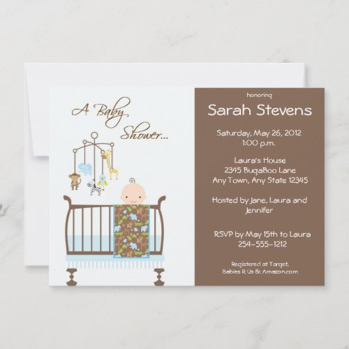 Blue Jungle Nursery Baby Shower Invitations
