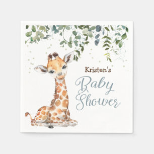 Blue Jungle Safari Giraffe Zoo Baby Shower Napkins