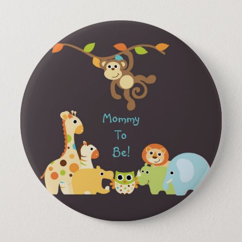 Blue Jungle Safari Personalized Mommy to Be Button