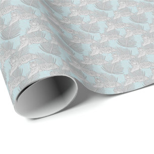 Blue Jungle Tiger Pattern Wrapping Paper