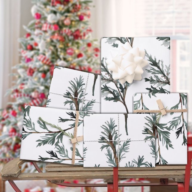 Blue Juniper & Cedar Tree Branch Winter Greenery Wrapping Paper Sheets (Blue Juniper & Cedar Tree Branch Winter Greenery Wrapping Paper Sheets)