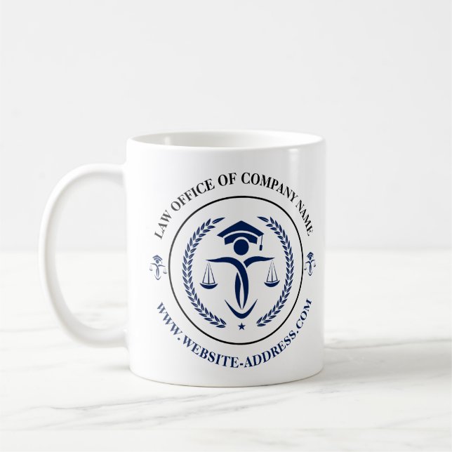 Blue Justice logo with custom text Coffee Mug (Left)