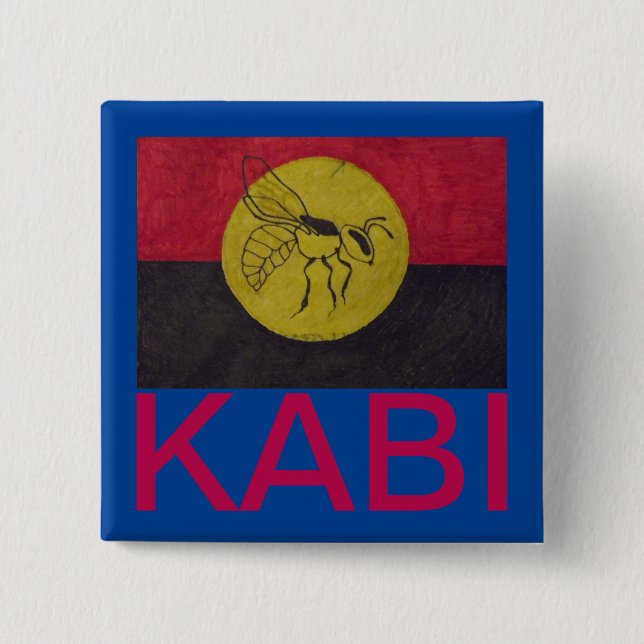 BLUE KABI KABVAI BEE BADGE - CRIMSON TEXT.. BUTTON (Front)