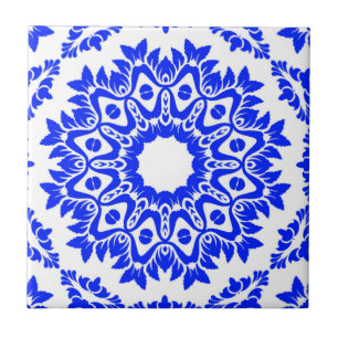 Blue Kaleidoscope Ceramic Tile