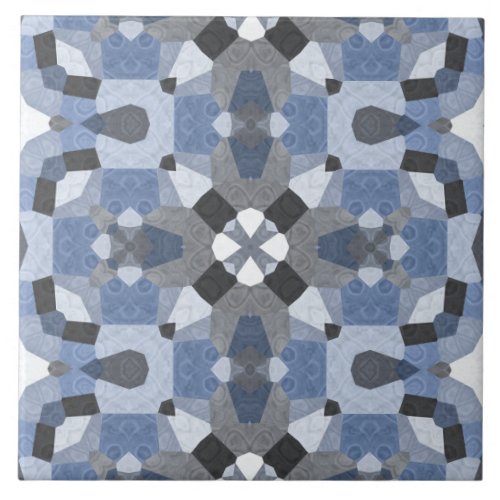 blue kaleidoscope ceramic tile