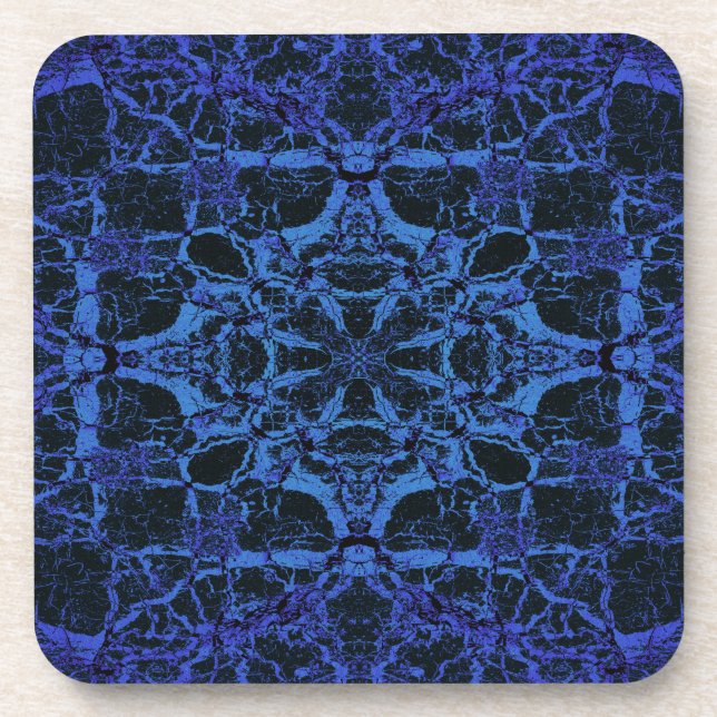 Blue kaleidoscope pattern beverage coaster (Front)