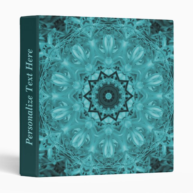 Blue Kaleidoscope Pattern Personalize Notebook 3 Ring Binder (Front/Spine)
