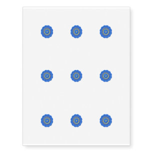 Blue kaleidoscope pattern temporary tattoos