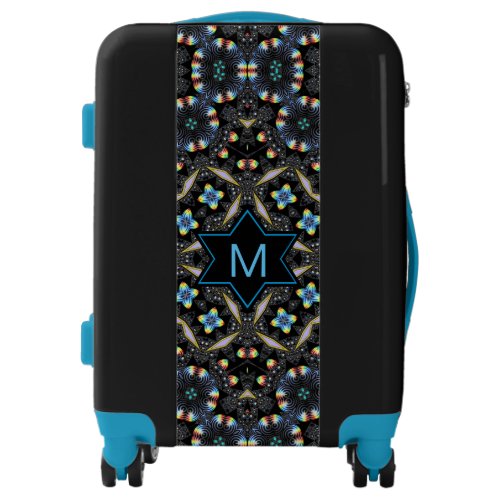 Blue Kaleidoscope Star Monogram Luggage