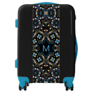 Blue Kaleidoscope Star Monogram Luggage