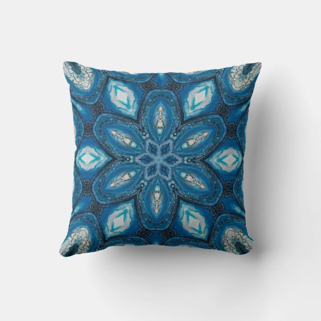 Blue Kaleidoscope Throw Pillow (Back)