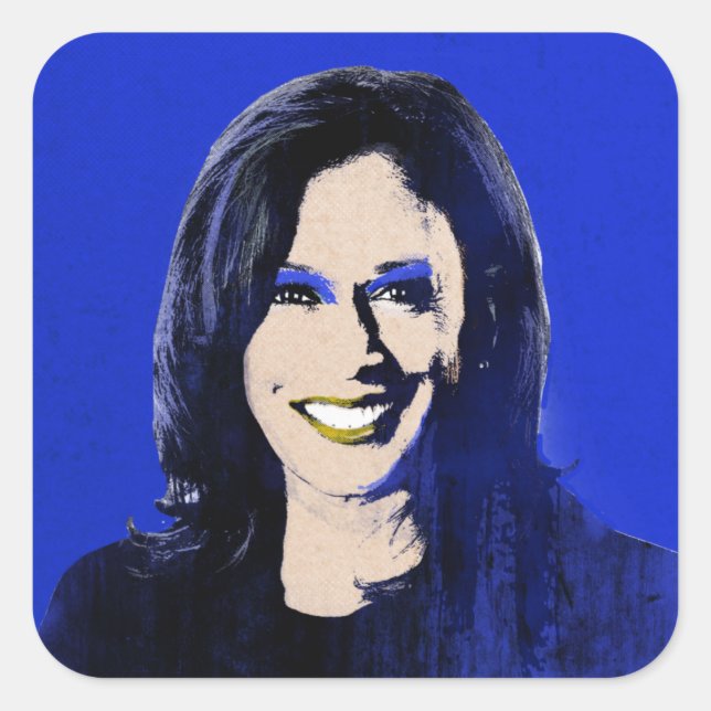 Blue Kamala Harris Pop Art Square Sticker (Front)