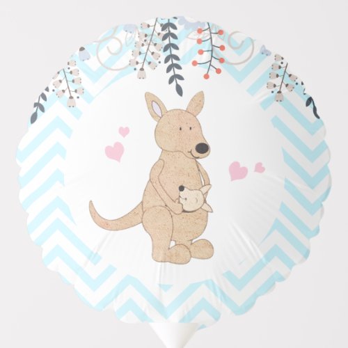 Blue Kangaroo Boho Cute Baby Shower Balloon