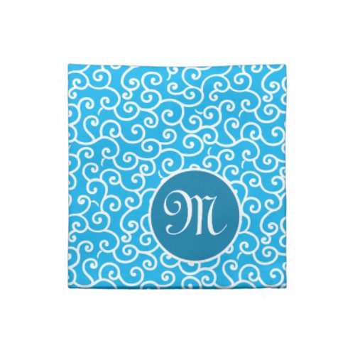 Blue Karakusa Arabesque Vine Pattern Cloth Napkin