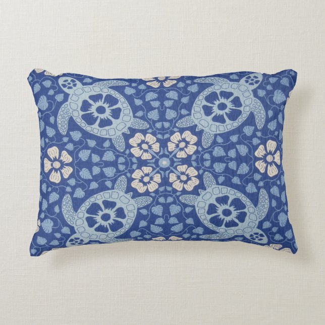 Blue Kauai Turtles Decorative Pillow (Front)
