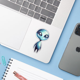 Blue Kawaii Alien Sticker