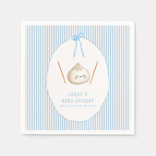 Blue Kawaii Boy Bow Asian Dumpling Baby Shower Napkins