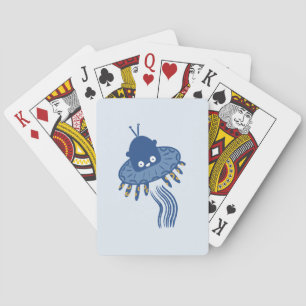Blue Kawaii Octopus UFO Poker Cards