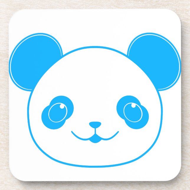 Blue Kawaii Panda Bear Beverage Coaster (Front)