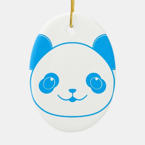 Blue Kawaii Panda Bear Ceramic Ornament