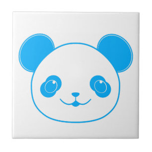 Blue Kawaii Panda Bear Ceramic Tile