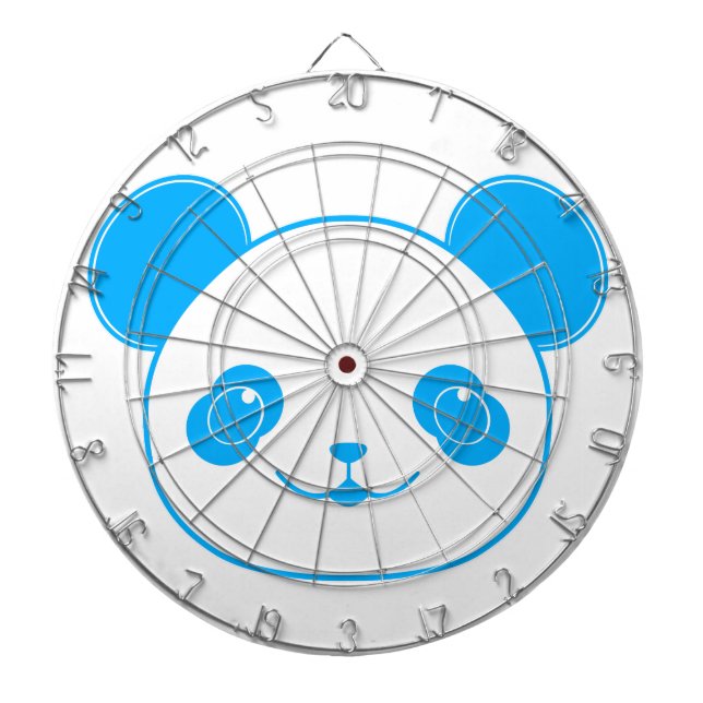 Blue Kawaii Panda Bear Dartboard With Darts (Front)