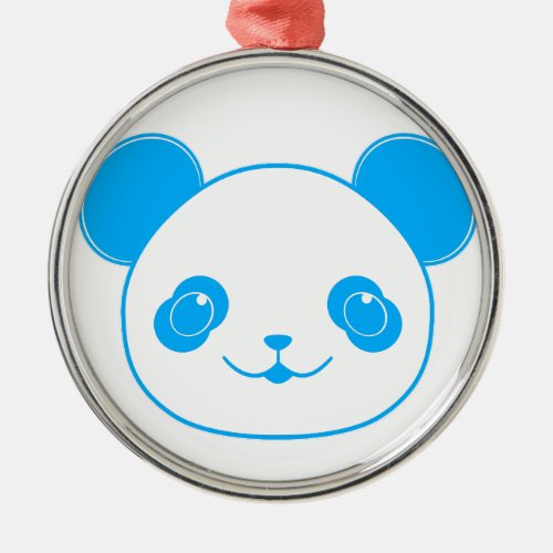 Blue Kawaii Panda Bear Metal Ornament
