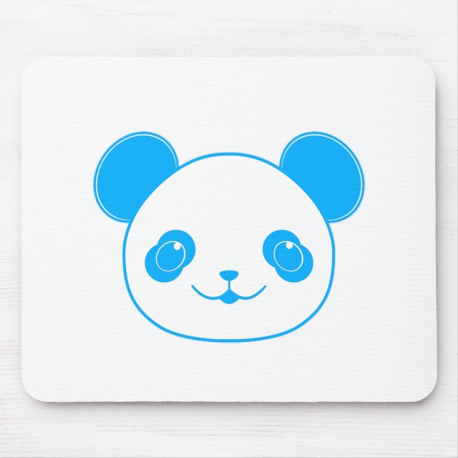 Blue Kawaii Panda Bear Mouse Pad (Front)