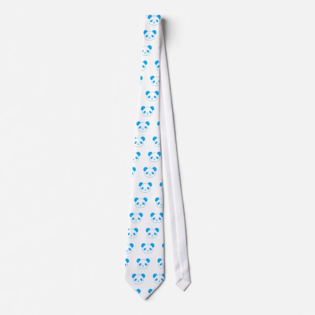 Blue Kawaii Panda Bear Neck Tie (Front)