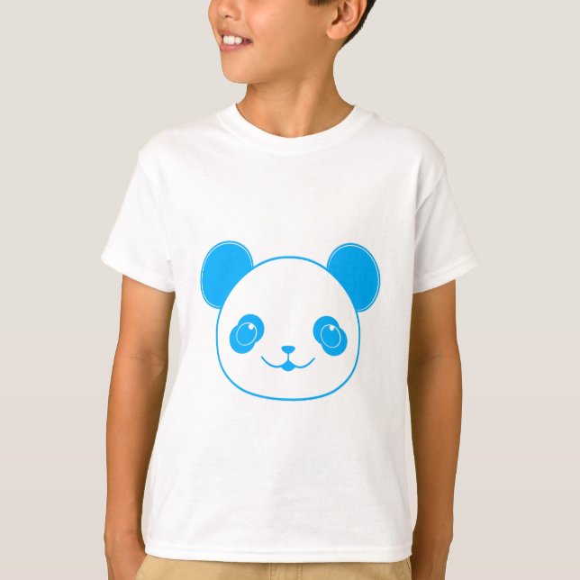 Blue Kawaii Panda Bear T-Shirt (Front)