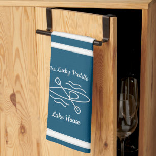 Blue Kayak Monogram Name Lake house Kitchen Towel