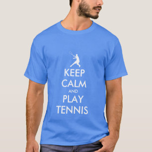 Blue Keep calm and play tennis tee shirt